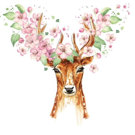 Πίνακας σε καμβά BEAUTIFUL DEER SPRING FLOWERS - Ζωα Sticky 5