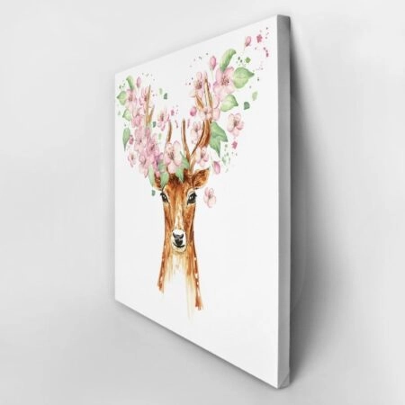 Πίνακας σε καμβά BEAUTIFUL DEER SPRING FLOWERS - Ζωα Sticky 3
