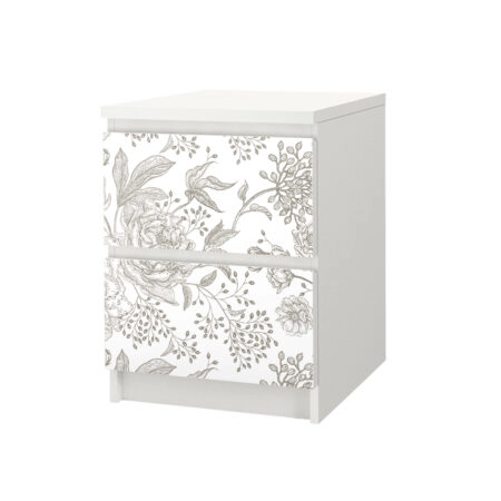 Αυτοκόλλητο Συρταριέρας GRAY VINTAGE FLOWERS - Αυτοκολλητα επιπλων Sticky 1