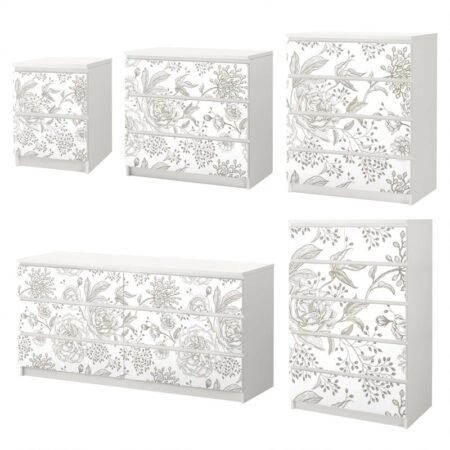 Αυτοκόλλητο Συρταριέρας GRAY VINTAGE FLOWERS
