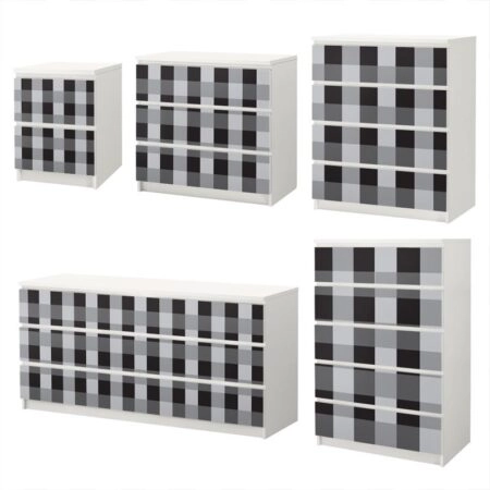 Αυτοκόλλητο Συρταριέρας GREY CHECKER