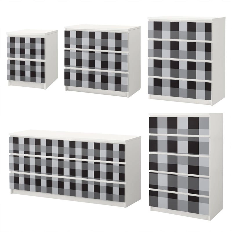 Αυτοκόλλητο Συρταριέρας GREY CHECKER