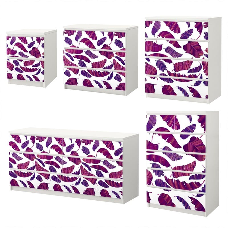 Αυτοκόλλητο Συρταριέρας PURPLE BANANA LEAVES