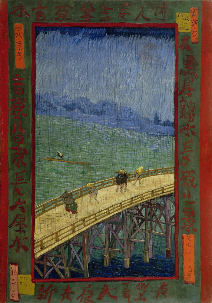 Πίνακας σε καμβά VAN GOGH - JAPANAISERIE BRIDGE IN THE RAIN