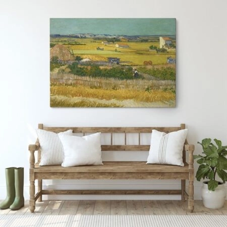 Πίνακας σε καμβά VAN GOGH - HARVEST AT LA CRAU, WITH MONTMAJOUR IN THE BACKGROUND