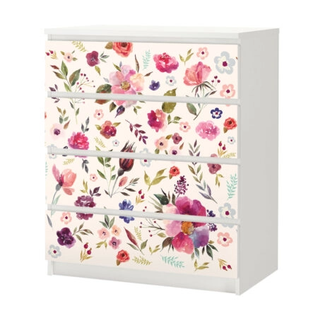 Αυτοκόλλητο Συρταριέρας WATERCOLOR FLORAL - Αυτοκολλητα επιπλων Sticky 4
