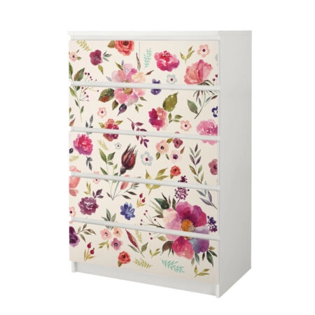 Αυτοκόλλητο Συρταριέρας WATERCOLOR FLORAL - Αυτοκολλητα επιπλων Sticky 5