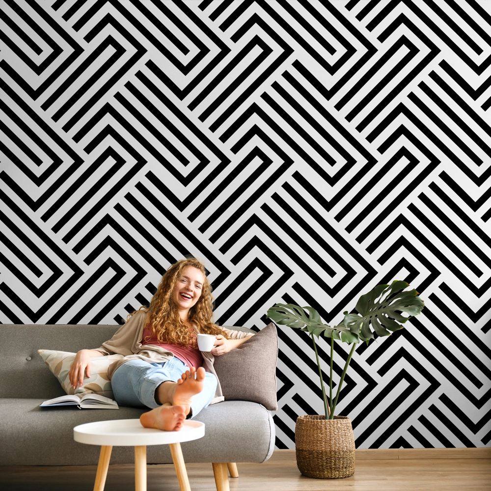 Αυτοκόλλητη Ταπετσαρία τοίχου BLACK & WHITE GEOMETRIC PATTERN