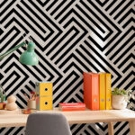 Αυτοκόλλητη Ταπετσαρία τοίχου BLACK & WHITE GEOMETRIC PATTERN