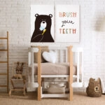 Σετ Δίπτυχος Πινακας σε καμβά BRUSH YOUR TEETH BEAR
