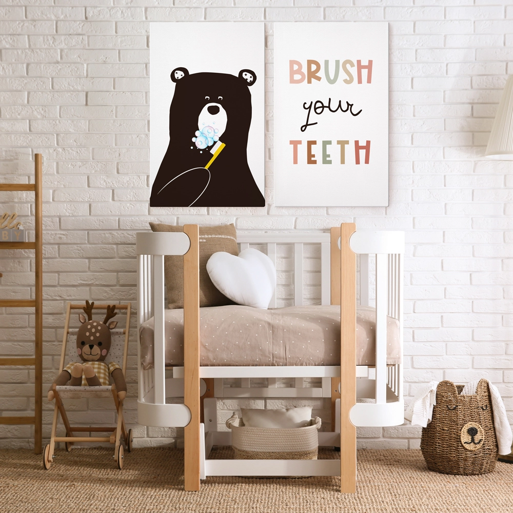 Σετ Δίπτυχος Πινακας σε καμβά BRUSH YOUR TEETH BEAR