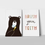 Σετ Δίπτυχος Πινακας σε καμβά BRUSH YOUR TEETH BEAR