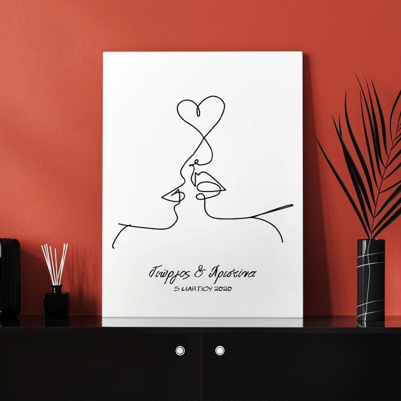 Πινακας σε καμβά LINE FACES VALENTINE B