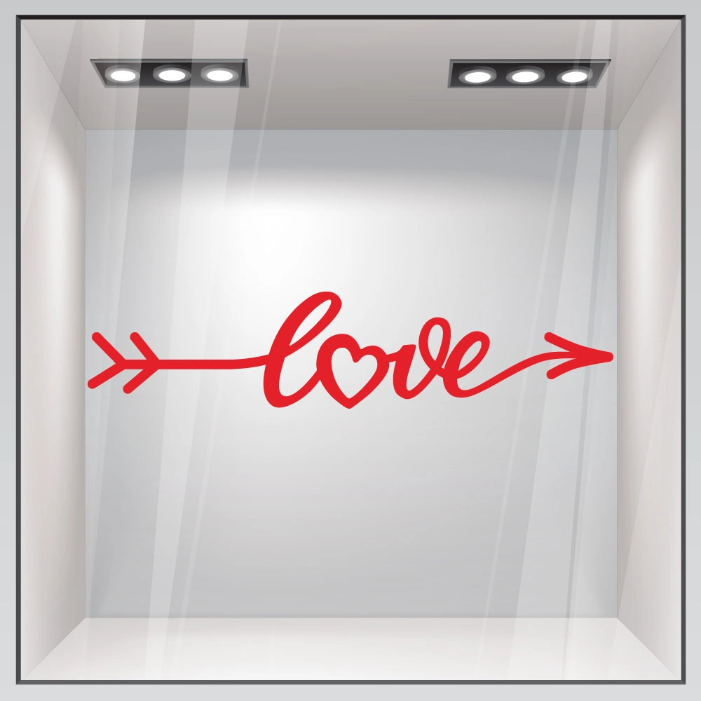 Aυτοκόλλητο βιτρίνας LOVE LETTERING IN FORM ARROW