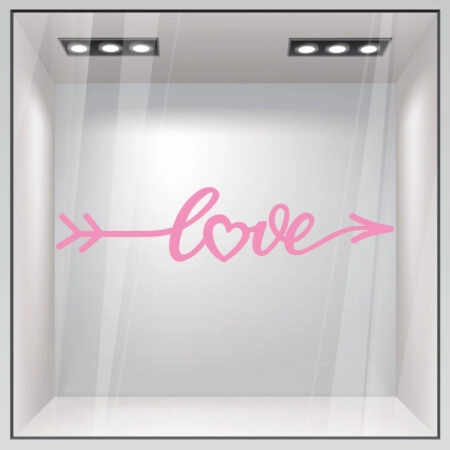 Aυτοκόλλητο βιτρίνας LOVE LETTERING IN FORM ARROW -  Sticky 2