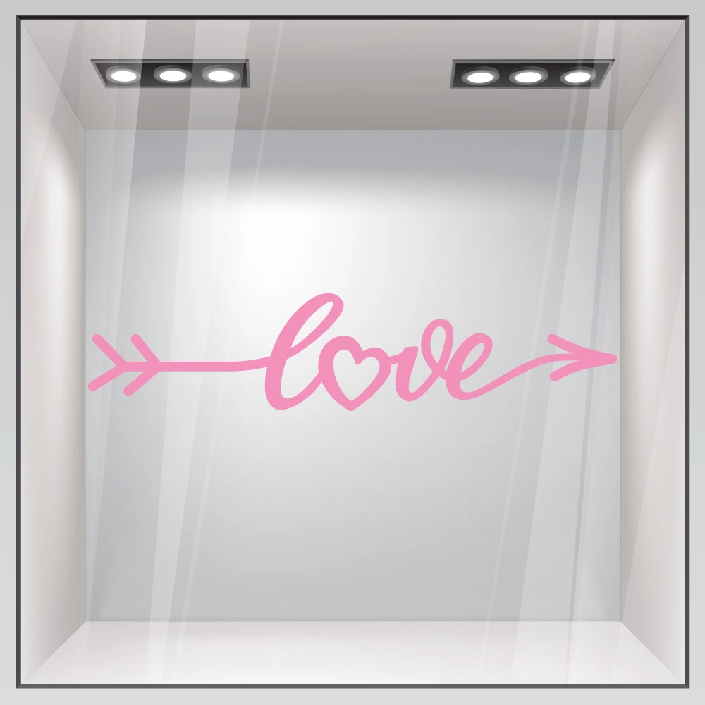 Aυτοκόλλητο βιτρίνας LOVE LETTERING IN FORM ARROW
