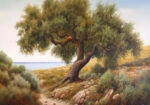 Πινακας σε καμβά OLIVE PATH TO THE SEA
