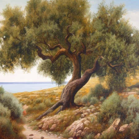 Πινακας σε καμβά OLIVE PATH TO THE SEA - Υπαιθρος Sticky 5