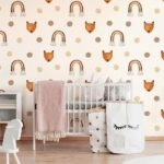 Αυτοκόλλητη Ταπετσαρία τοίχου RAINBOW AND FOX POLKA DOTS
