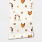 Αυτοκόλλητη Ταπετσαρία τοίχου RAINBOW AND FOX POLKA DOTS