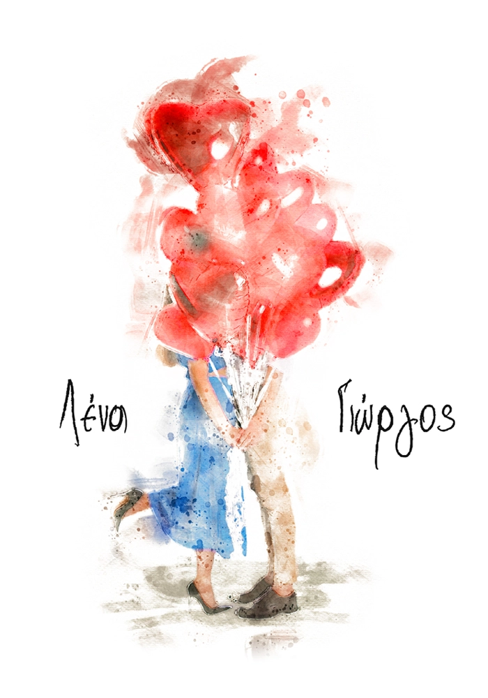 Πινακας σε καμβά WATERCOLOR LOVE COUPLE