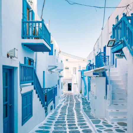 Πινακας σε καμβά ALLEY IN MYKONOS 2 - Νησια Sticky 4