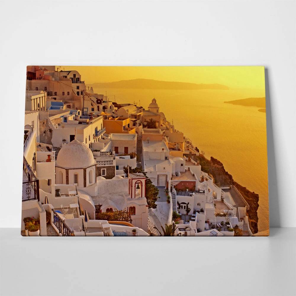 Πινακας σε καμβά AMAZING SUNSET OIA VILLAGE SANTORINI ISLAND