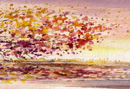 Πίνακας Πανοραμικός σε καμβά AUTUMN TREE IN WIND - Πινακες σε καμβα Sticky 5