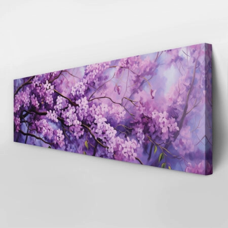 Πίνακας Πανοραμικός σε καμβά BLOSSOMING TREE WITH VIOLET FLOWERS - Ανθη Δεντρων Sticky 3