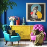 Πίνακας Τετράγωνος COLLAGE WITH SCULPTURE AND COLORFUL ELEMENTS