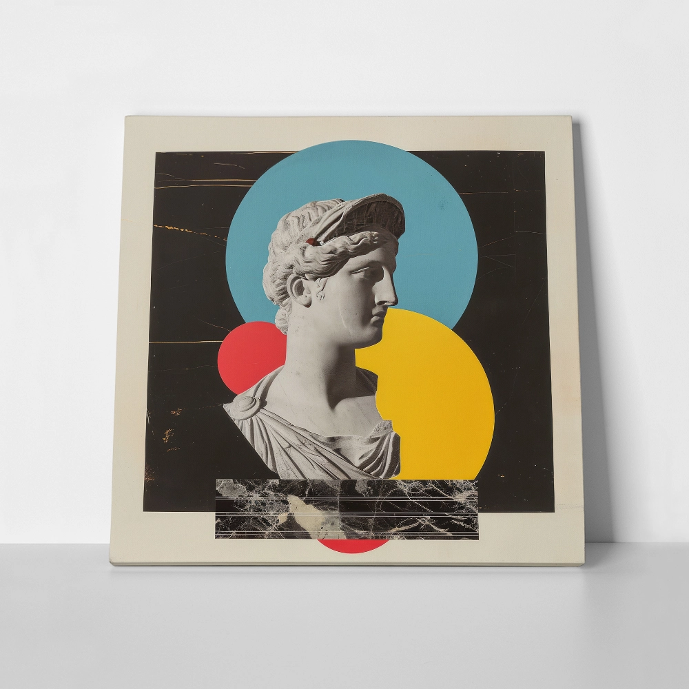 Πίνακας Τετράγωνος COLLAGE WITH SCULPTURE AND COLORFUL ELEMENTS