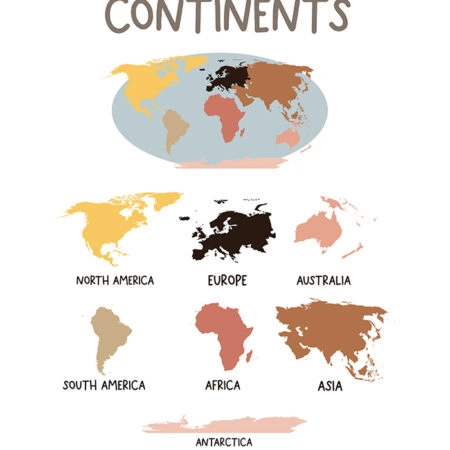 Πινακας σε καμβά CONTINENTS - Παιδικοι και set Sticky 5