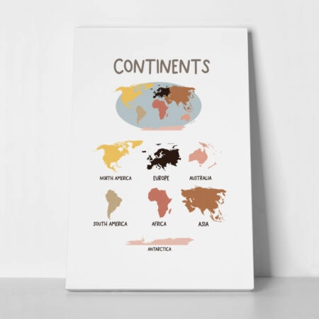 Πινακας σε καμβά CONTINENTS - Παιδικοι και set Sticky 1
