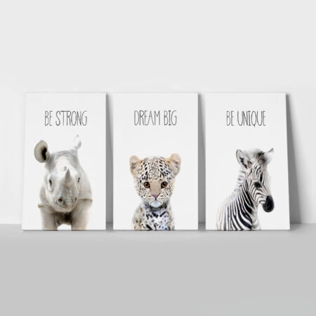 Εξάπτυχος Πίνακας σε καμβά CUTE ANIMALS - Παιδικοι και set Sticky 2