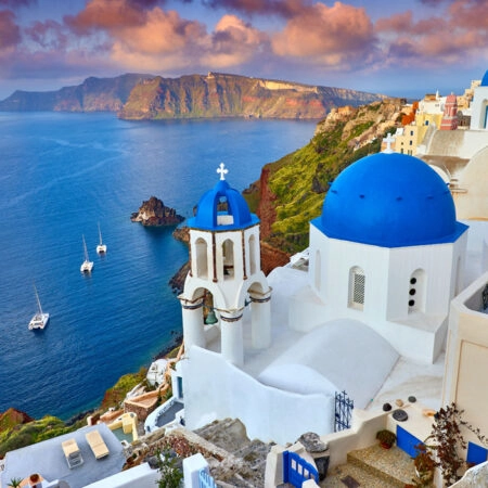 Πινακας σε καμβά FIRA TOWN SANTORINI 3 - Νησια Sticky 4