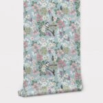 Αυτοκόλλητη Ταπετσαρία τοίχου FLORAL PATTERN WITH CUTE BIRDS