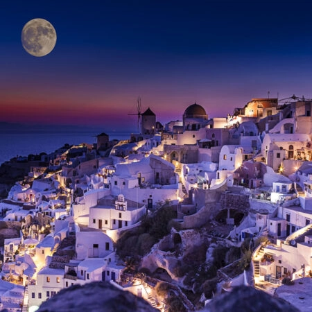 Πινακας σε καμβά FULL MOON OVER SANTORINI - Πινακες σε καμβα Sticky 4