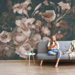 Αυτοκόλλητη Ταπετσαρία τοίχου HORN FLOWERS PAINTING