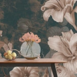 Αυτοκόλλητη Ταπετσαρία τοίχου HORN FLOWERS PAINTING