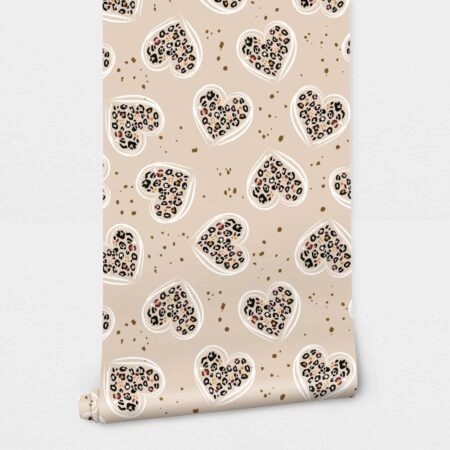 Αυτοκόλλητη Ταπετσαρία τοίχου LEOPARD PATTERN HEARTS - Εφηβικές Ταπετσαρίες Sticky 2