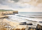 Πινακας σε καμβά PAINTING OF THE  SEASCAPE WITH ROCK SHORE