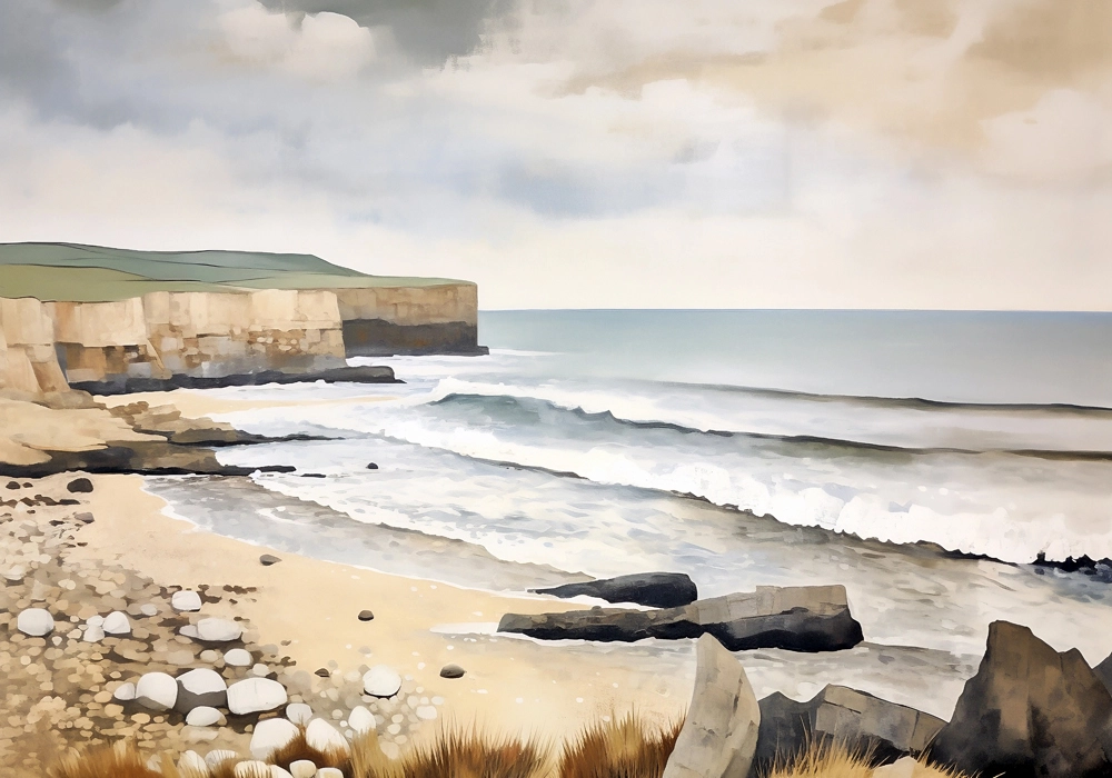 Πινακας σε καμβά PAINTING OF THE  SEASCAPE WITH ROCK SHORE