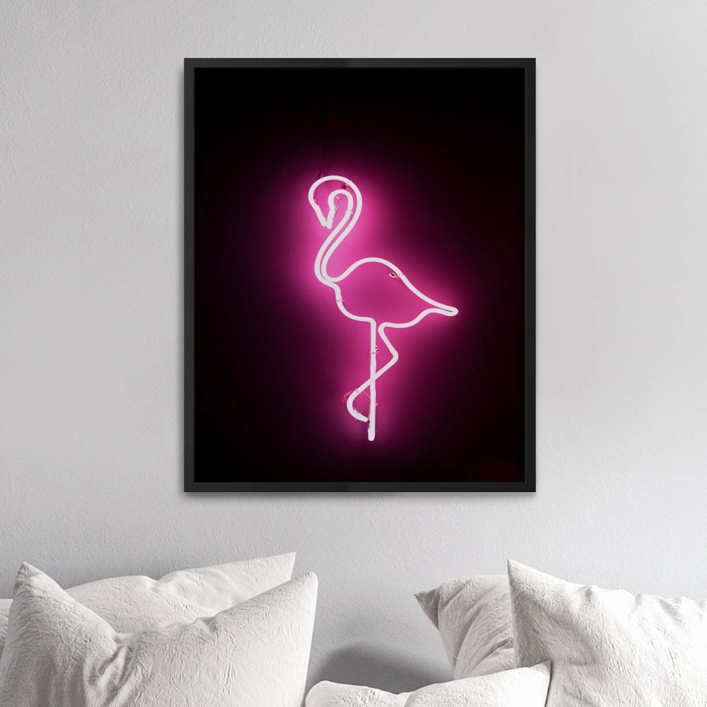 Πόστερ PINK FLAMINGO IN NEON