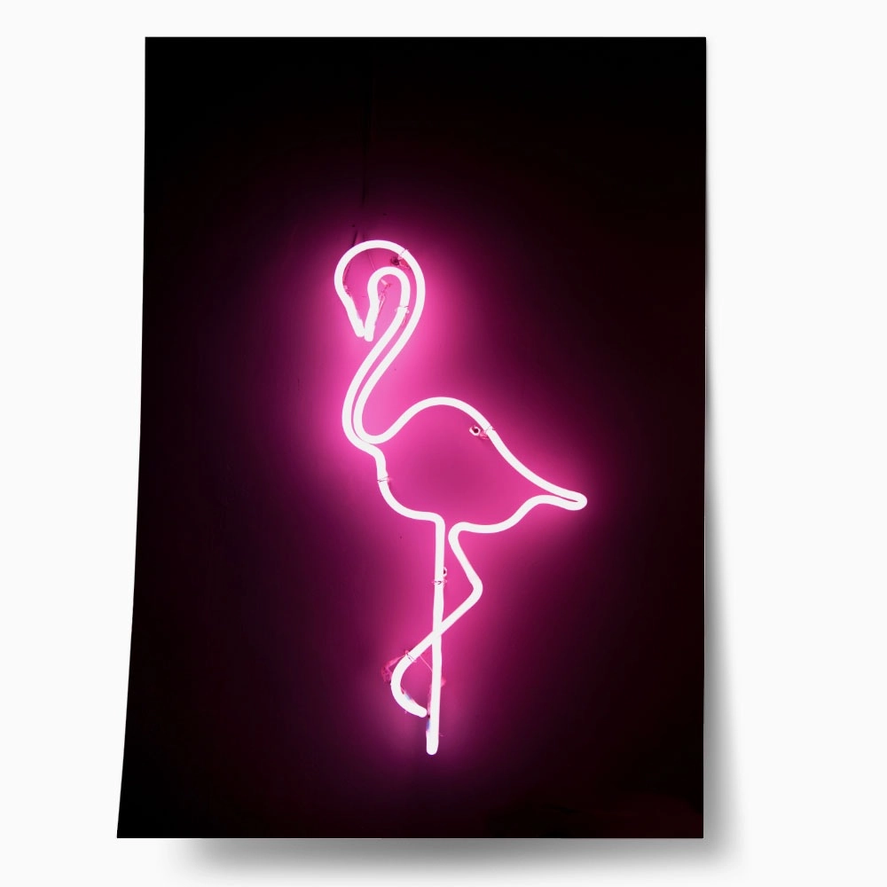 Πόστερ PINK FLAMINGO IN NEON