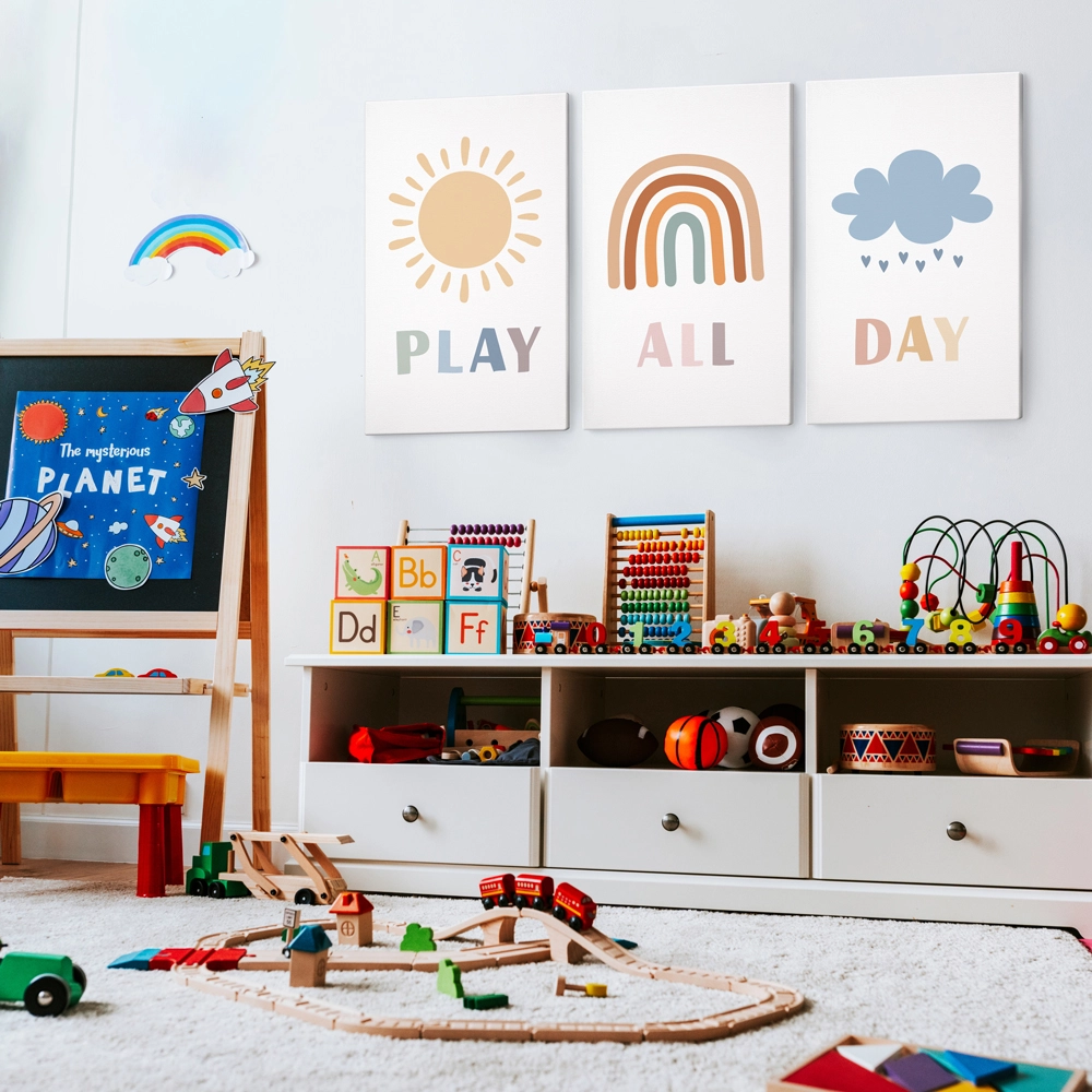Σετ Τριπτυχος Πινακας σε καμβά PLAY ALL DAY