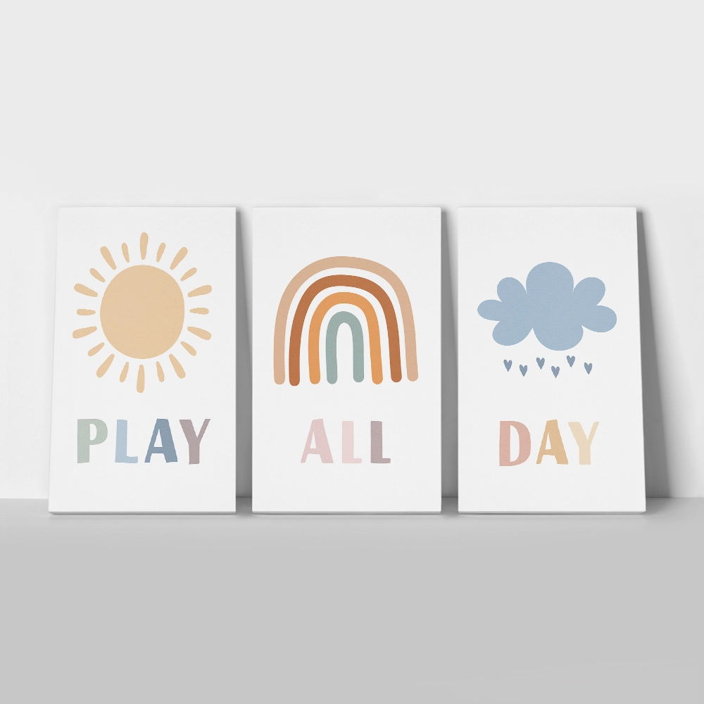 Σετ Τριπτυχος Πινακας σε καμβά PLAY ALL DAY