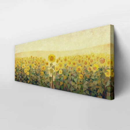 Πίνακας Πανοραμικός Σε Καμβά SUNFLOWER FIELD OIL PAINTING - Ηλιανθοι Sticky 3