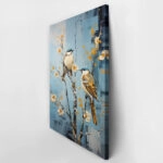 Πινακας σε καμβά TWO BIRDS ON A TREE WITH WHITE FLOWERS