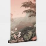 Αυτοκόλλητη Ταπετσαρία τοίχου VINTAGE PINK AND GREEN FOREST