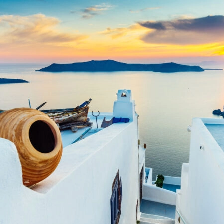 Πινακας σε καμβά VOLCANIC CALDERA SANTORINI - Νησια Sticky 4